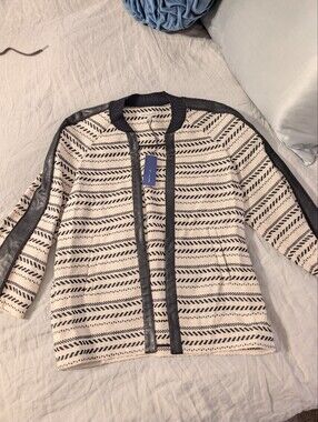 NWT Rebecca Minkoff Bridget Jacket Leather Trim Knit Tweed Size M